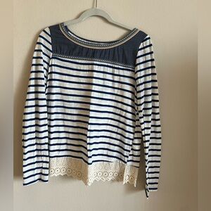 Anthropologie Medium Striped Chambray Top
